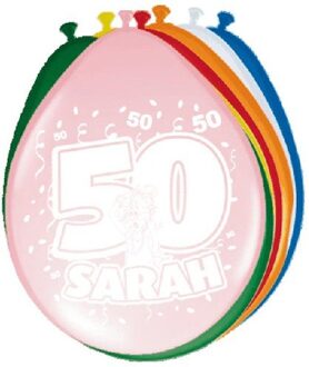 8x stuks Ballonnen versiering 50 jaar Sarah Multikleur