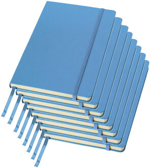 8x stuks blauwe luxe schriften gelinieerd A5 formaat - School schriften - opschrijfboekjes - notitieboekjes - blocnotes.