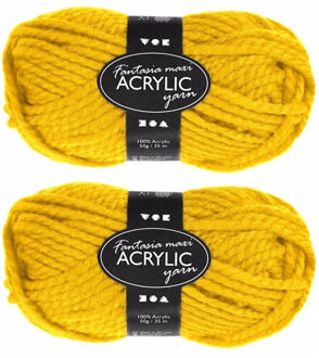 8x stuks bolletjes geel maxi acryl wol/garen 35 meter - Breien en haken