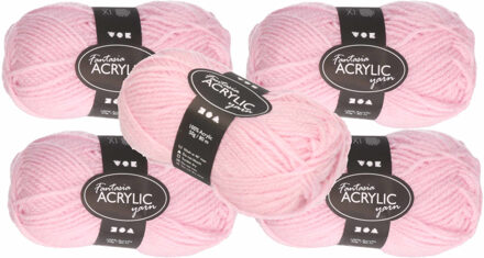 8x stuks bolletjes roze acryl garen 80 meter - Breien/Haken en knutselen