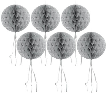 8x stuks decoratie honeycomb bol zilver 30 cm van papier