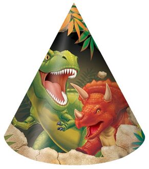 8x stuks Dinosaurus thema papieren feesthoedjes
