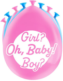 8x stuks Gender reveal party ballonnen - roze/blauw - latex - ca 30 cm - Ballonnen Multikleur