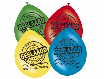 8x stuks Geslaagd thema versiering ballonnen 30 cm Multi