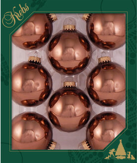 8x stuks glazen kerstballen 7 cm acacia bruin