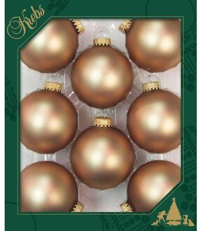 8x stuks glazen kerstballen 7 cm cappuccino velvet bruin mat - Kerstbal