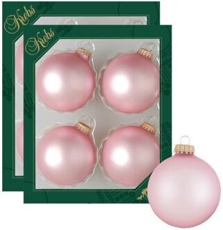 8x stuks glazen kerstballen 7 cm chic mat roze