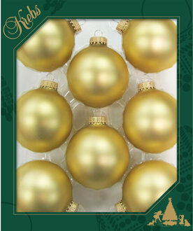 8x stuks glazen kerstballen 7 cm chiffon goud - Kerstbal Goudkleurig