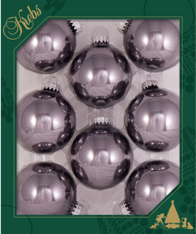 8x stuks glazen kerstballen 7 cm grijs/paars glans - Kerstbal