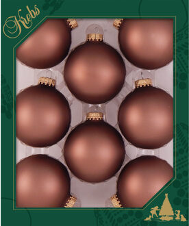 8x stuks glazen kerstballen 7 cm kokosnoot bruin - Kerstbal