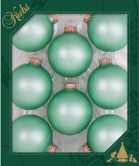 8x stuks glazen kerstballen 7 cm mermaid velvet groen mat - Kerstbal