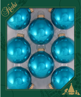 8x stuks glazen kerstballen 7 cm tropical aqua blauw - Kerstbal