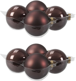 8x stuks glazen kerstballen donkerbruin (chestnut) 10 cm mat/glans - Kerstbal