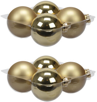 8x stuks glazen kerstballen goud 10 cm mat/glans - Kerstbal Goudkleurig