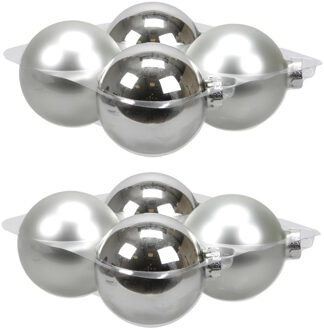 8x stuks glazen kerstballen zilver 10 cm mat/glans - Kerstbal Zilverkleurig