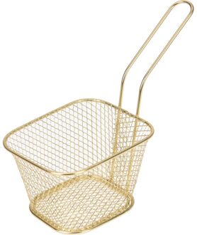 8x stuks goud patat/snack serveermandje/frituurmandje 11 cm
