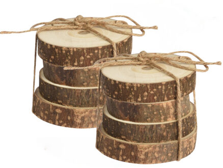 8x stuks houten decoratie boomschijven/boomschijfjes onderzetters D10 cm