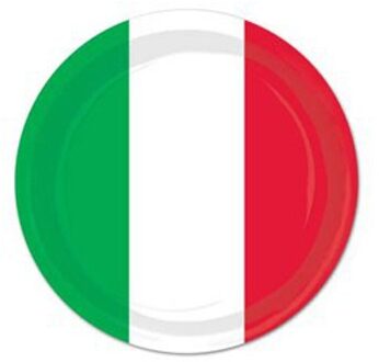 8x stuks Kartonnen bordjes Italie/Italiaanse vlag print 23 cm Multi