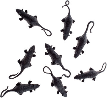 8x stuks kleine plastic horror/halloween dieren ratten - 5 cm - Enge decoratie beesten