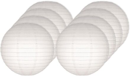 8x stuks Luxe bol lampionnen wit 25 cm