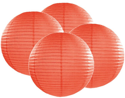 8x stuks luxe bol vorm lampion oranje 35 cm