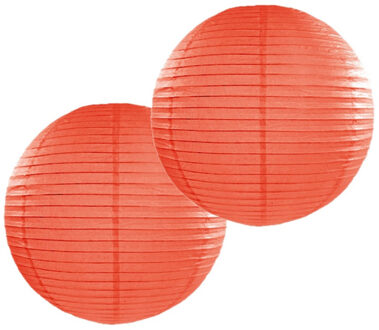 8x stuks luxe bol vorm party lampion oranje dia 50 cm