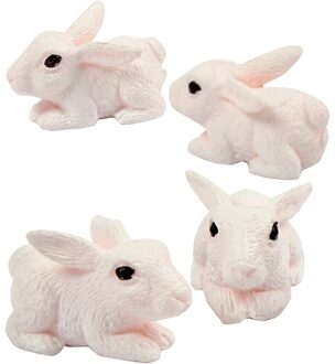 8x stuks mini decoratie konijntjes/haasjes van 2 x 1 cm - Paasdecoraties