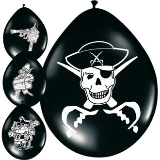 8x stuks Piraten ballonnen versiering - Ballonnen Multikleur