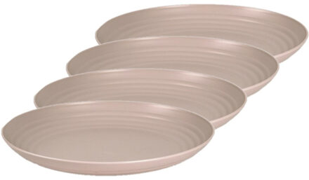 8x stuks rond kunststof borden mokka bruin 25 cm