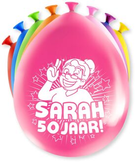 8x stuks Sarah/50 jaar feest ballonnen - diverse kleuren - latex - ca 30 cm - Ballonnen Multikleur