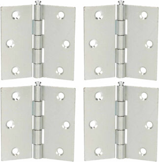 8x stuks scharnier / bouwscharnier / meubelscharnieren ijzer met rechte hoeken - 9 x 9 x 0.2 cm