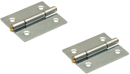 8x stuks scharnier / scharnieren verzinkt met rechte hoeken 3 x 2,6 x 0,8 cm - monteren van lichte constructies - bouwscharnier / kastscharnier / raamscharnier