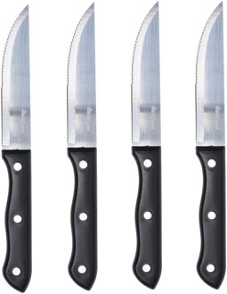 8x stuks steakmessen set RVS zilver 33 cm - Besteksets Zilverkleurig