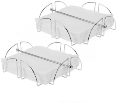 8x stuks vierkante servethouder chroom 19 x 19 x 6 cm