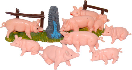 8x Varkens / biggetjes miniatuur beeldjes dierenbeeldjes - Beeldjes Roze