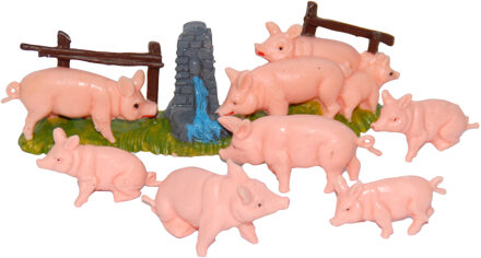 8x Varkens / biggetjes miniatuur beeldjes dierenbeeldjes