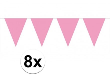 8x vlaggenlijn / slinger baby roze 10 meter - totaal 80 meter - slingers