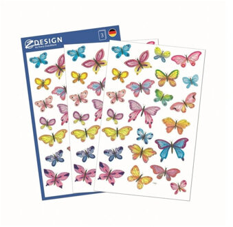 8x Vlinder stickers 3 vellen - kinder stickers