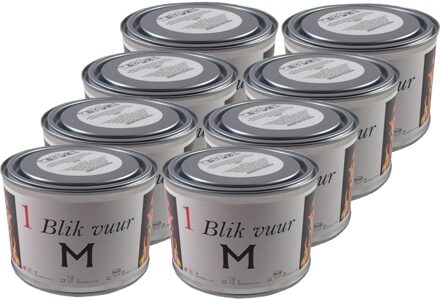 8x Vuurblik tuinfakkel 11 x 7,5 cm 4 branduren - Fakkels Zilverkleurig