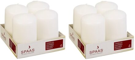 8x Witte cilinderkaarsen/stompkaarsen 5 x 8 cm 12 branduren - Stompkaarsen