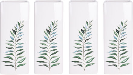 8x Witte radiator waterverdampers/luchtbevochtigers botanische planten print varen blad 21 cm - Waterverdampers voor de verwarming