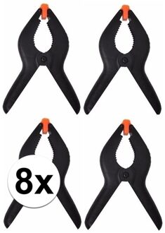 8x Zwarte hobby lijmklemmen 10 cm - Marktkraam klemmen/ hobbyklemmen 8 stuks