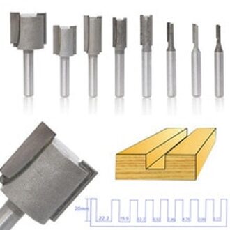 8X1/4 Inch Schacht Rechte Router Bit Set Carbide Hout Frees 6.35Mm