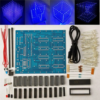 8x8x8 LED Cube 3D Light Square Blue LED Flash Electronic DIY Kit Needs Soldering Dynamic 3d Effect Night Lamp Lantern