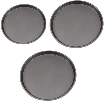 9/10/11/12-Inch Non-stick Pizza Pan Carbon Staal Pizza Oven Lade Ondiepe Ronde Pizza plaat Pan Roosteren Tin Bakken Tools Bakewar A reeks of three