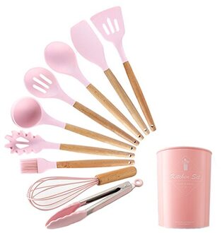 9/10/12pcs Koken Gereedschap Set Siliconen Keukengerei Set kookgerei keuken gereedschap set met storage case roze 10stk-A