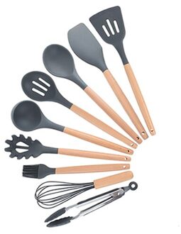 9/10/12pcs Koken Gereedschap Set Siliconen Keukengerei Set kookgerei keuken gereedschap set met storage case zwart 9stk-A