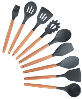 9/10/12pcs Koken Gereedschap Set Siliconen Keukengerei Set kookgerei keuken gereedschap set met storage case zwart 9stk-B