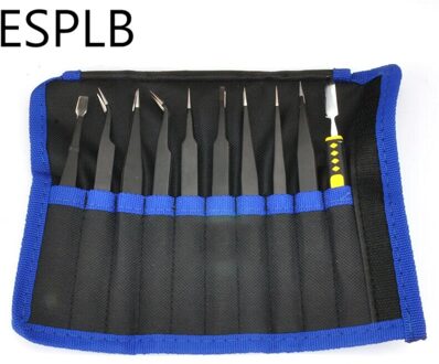 9-10 Pcs Esd Roestvrijstalen Pincet Precisie Anti-Statische Industriële Reparatie Tools Pincet Voor Elektronica Solderen Crafting 10stk