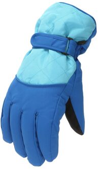 9-14 Jaar Winter Thermische Ski Handschoenen Voor Kinderen Jongens Meisjes Snowboard Dikke Winddicht Wanten Buitensporten Skiën Rijden Blauw